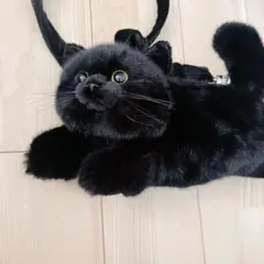 猫型バック　ぬいぐるみバック　黒　ブラック　斜めがけバック　ショルダー バッグ