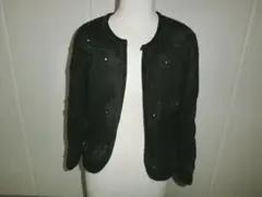 ビーズ刺繍 カーディガン 長袖 アウター ブラック レディース