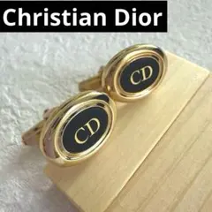 【美品】クリスチャンディオール カフスボタン CDロゴ ゴールド×ブラックのサムネイル