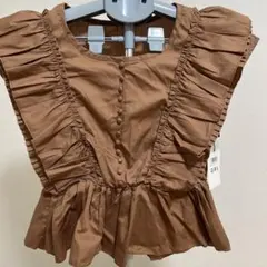 GRL フリル ノースリーブシャツ ブラウン サイズ32 未使用。新品