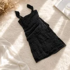 ZARA BASIC ドット柄 ワンピース XS 黒 フリル シフォン
