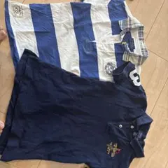 ポロシャツ2枚セット（青白ストライプ・ネイビー）