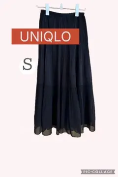 UNIQLO シフォンティアードスカート Sブラック　ユニクロ
