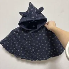 プチバトー ベビー花柄ポンチョ ネイビー 80cm 90cm 95cm