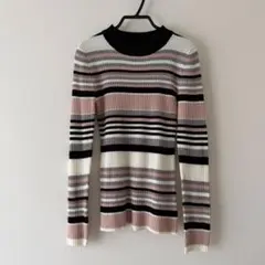 L.A. ストライプ リブ編み 長袖セーター