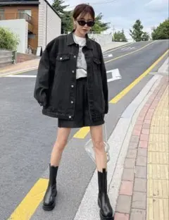 完売品 デニムジャケット ブラック SHEIN アウター ジャケット Gジャン