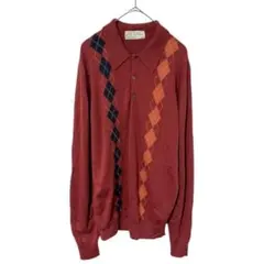 【JOHN SMEDLEY】 アーガイル柄 長袖ポロニット イングランド製