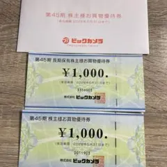 ビックカメラ　株主優待券「2000円（1000円×2枚）」