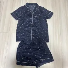 GU チェリー柄　サテンパジャマ　ルームウェア　半袖