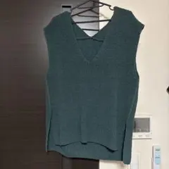 CIAOPANIC チャオパニック　ダークグリーン Vネック ニットベスト