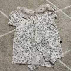 花柄レース襟ロンパース 50-60cm