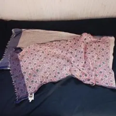 topkapiコットン長ストール 花柄ストライプ約５0×170cm