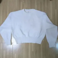 ホワイト クルーネック トレーナー M