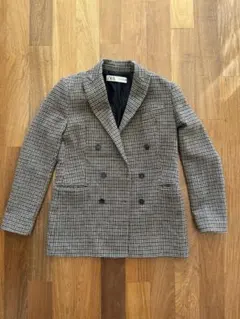 ZARA チェック柄 ダブルブレストジャケット