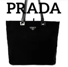 美品　プラダ　PRADA トートバッグ　ショルダーバッグ　レザー　黒　ナイロン