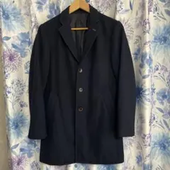 COMME CA ISM Sサイズネイビー ウールコート ボタン付き