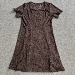 noa-ge レディース アニマル柄ワンピース ブラウン×ブラック フレア