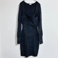 アバクロンビー&フィッチ ニットワンピース S ブラック　カシュクール リブのサムネイル