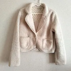 ベージュ ボアジャケット ショート丈