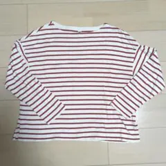 UNIQLO 長袖Tシャツ S 白と赤のストライプ