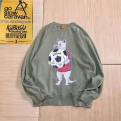 ゴースローキャラバン 猫 ネコ サッカー スウェット グリーン 緑 3 L相当