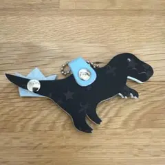 恐竜型ストラップ 黒と水色