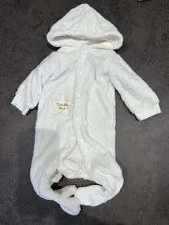 ホワイト フリースロンパース 70