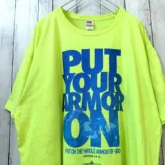 蛍光イエロー ビッグロゴTシャツ XL ゆるだぼ フルーツオブザルーム 古着