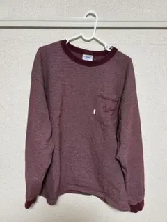 Keboz バーガンディ ストライプ トレーナー L