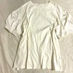 chocol raffine robe チュニック　袖フリル　白 異素材　半袖