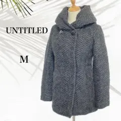 【UNTITLED】羊毛　モヘヤ　フード付き　ダウン　グレー　オーバーサイズ　M