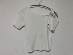 ワンショルダーリボンリブニットトップス［ks071］