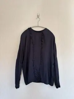 ZARA フリル付き　紺色　長袖ブラウス