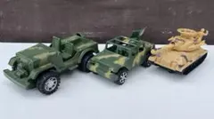 ミリタリー ミニカー 3台セット 戦車 ジープ 迷彩 おもちゃのサムネイル