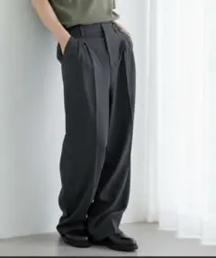 2タック ワイドスラックス ダークグレー Sサイズのサムネイル