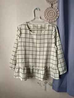 美品・エニィスィス　anysis　白　チェック　ブラウス