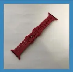 Apple Watch アップルウォッチ ベルト バンド シリコン 花 レッド