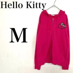 ハローキティ レディース M ピンク ジップパーカー ヒョウ柄リボン Y2K
