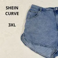 シーインカーブ☆大きいサイズ　デニム　ショートパンツ　バックウエストゴム　4L