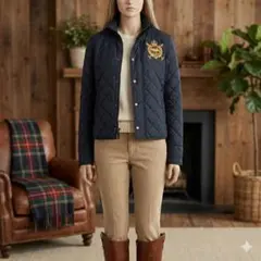 ラルフローレン 刺繍キルティングジャケット M 黒 上品