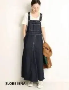 ★スローブイエナ★ダークデニム ロングサロペット 38号