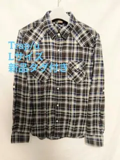 84【L/新品タグ付き】Trap/u ブラウン チェック柄 ネルシャツ 長袖のサムネイル
