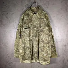 【雰囲気抜群】日本製 ボタニカル柄 総柄シャツ レトロ 長袖 アースカラー