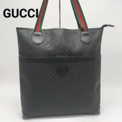極美品✨グッチ　トートバッグ　ブラック　黒　GG柄