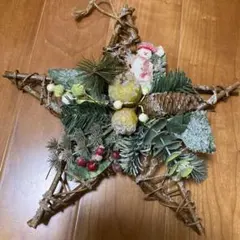 星形クリスマスリース 雪だるま付き