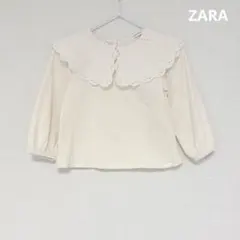 ♡美品♡ ZARA ザラ　刺繍入り襟付きTシャツ　86 長袖Tシャツ