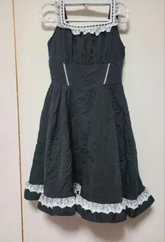 レディース　配色花柄ジャカードジャンパースカート（愛野えり）　ブラック　L