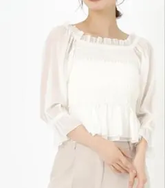 MISCH MASCH パールシフォンシャーリングブラウス ホワイト