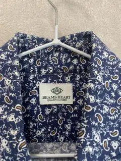 BEAMS HEART ネイビー 花柄 長袖シャツ