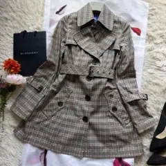 【美品】BURBERRY BLUE LABEL チェック柄トレンチコート 36